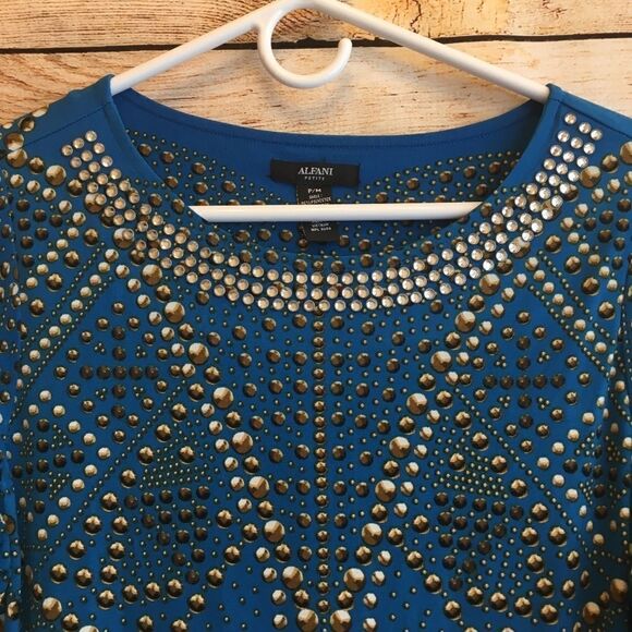 ALFANI BLOUSON TOP WITH JEWELED NECKLINE‎ - Picture 7 of 7